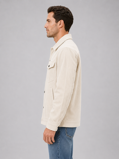 Montarello Men's Corduroy Overshirt Jacket with Snap Button Front