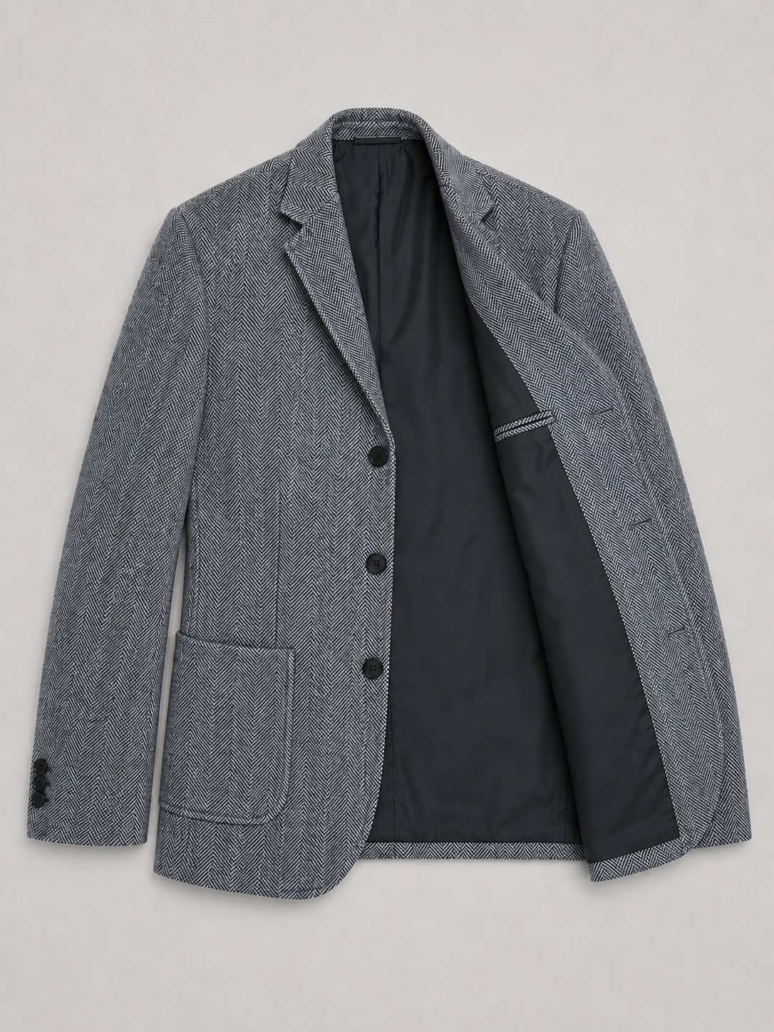 Montarello Men's Blazer Herringbone Tailored Jacket