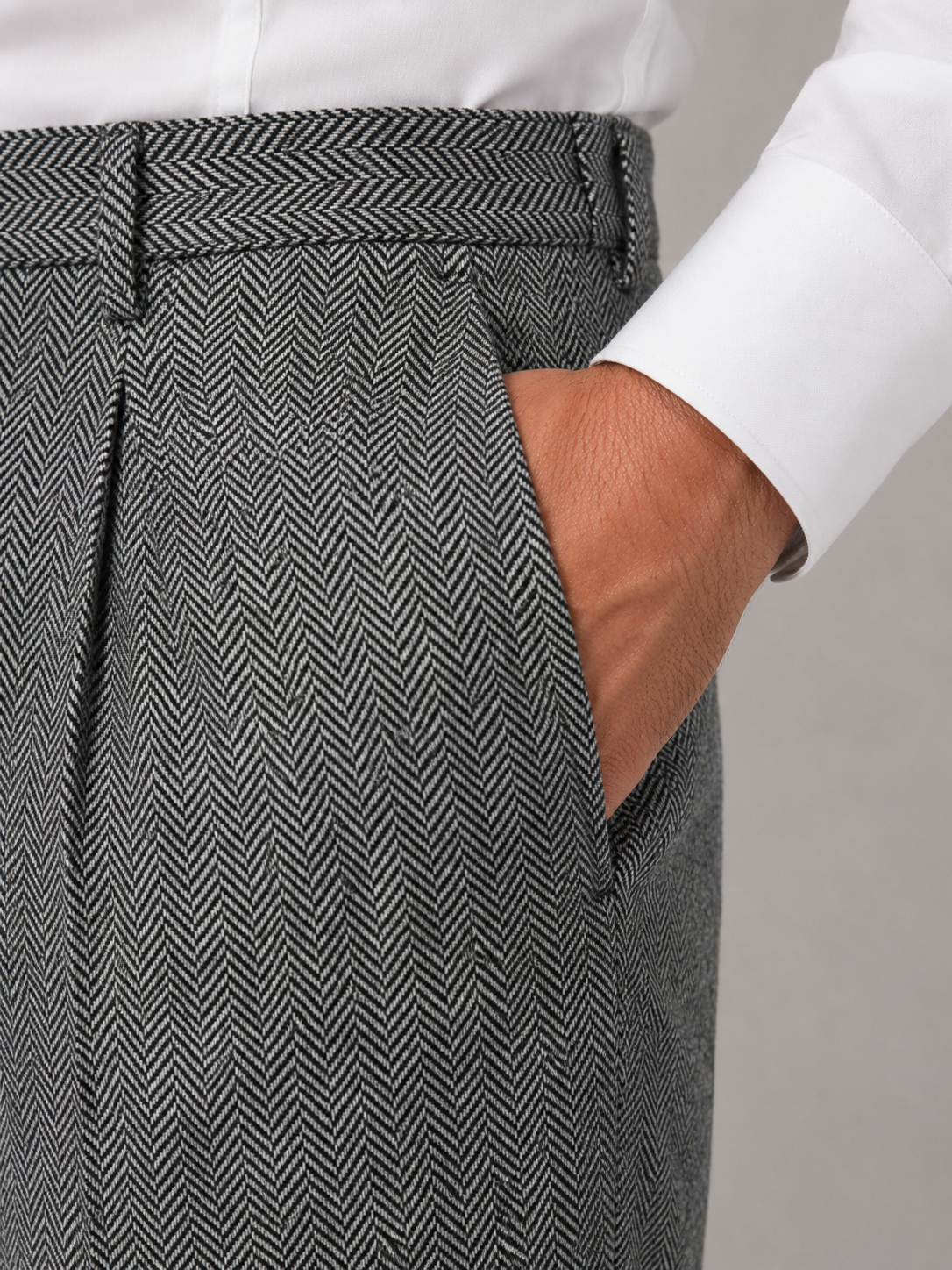 Pantalon homme Montarello à chevrons, taille haute, plissé
