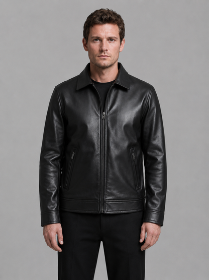 Montarello Men's Leather-Look Jacket with Zip Pockets
