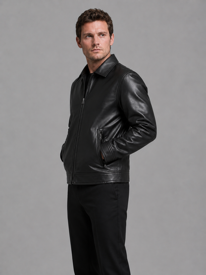 Montarello Men's Leather-Look Jacket with Zip Pockets