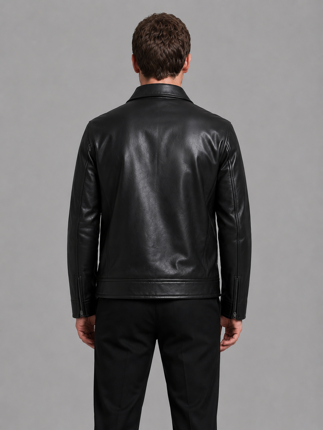 Montarello Men's Leather-Look Jacket with Zip Pockets