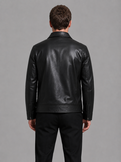 Montarello Men's Leather-Look Jacket with Zip Pockets