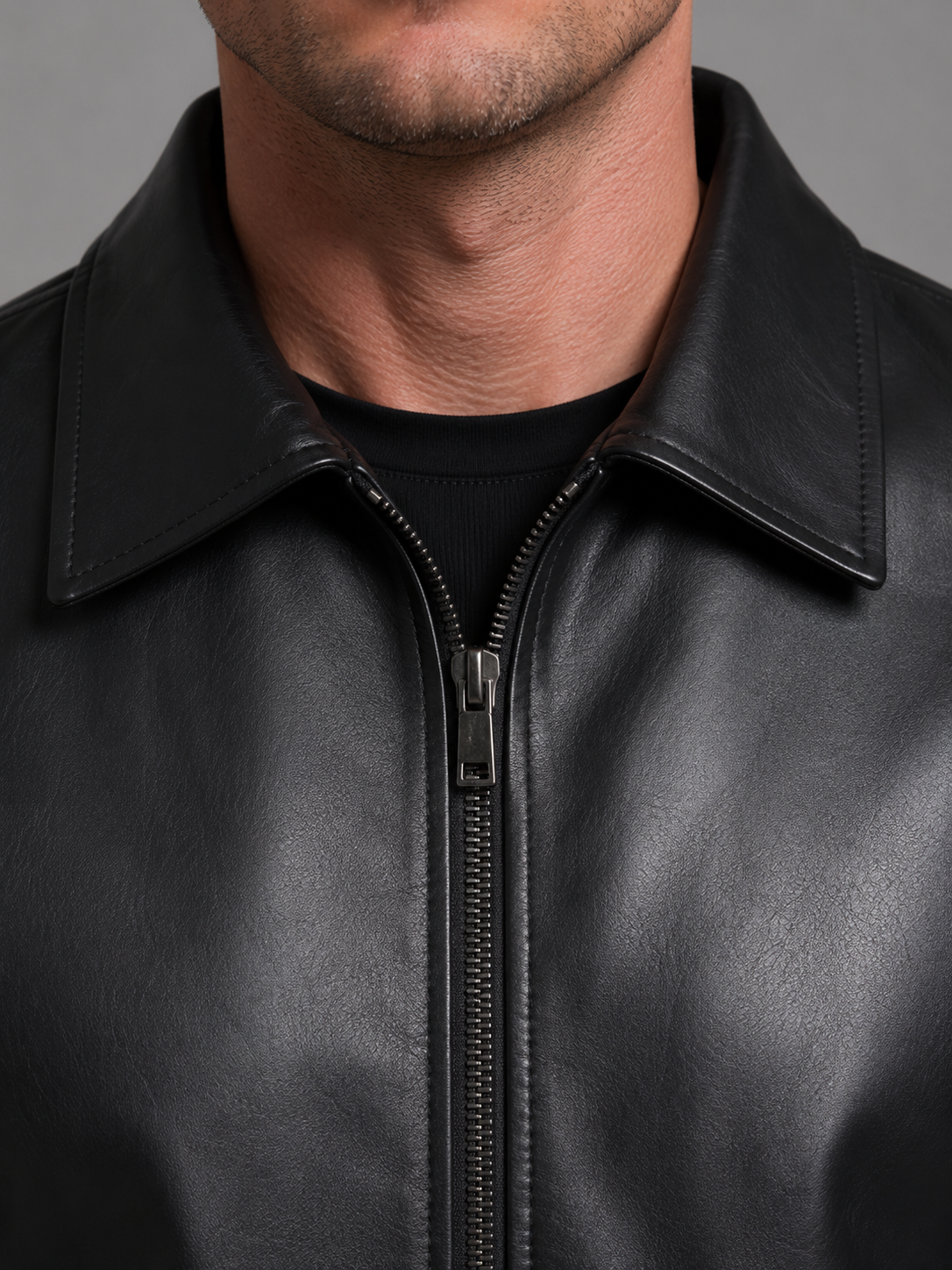 Montarello Men's Leather-Look Jacket with Zip Pockets