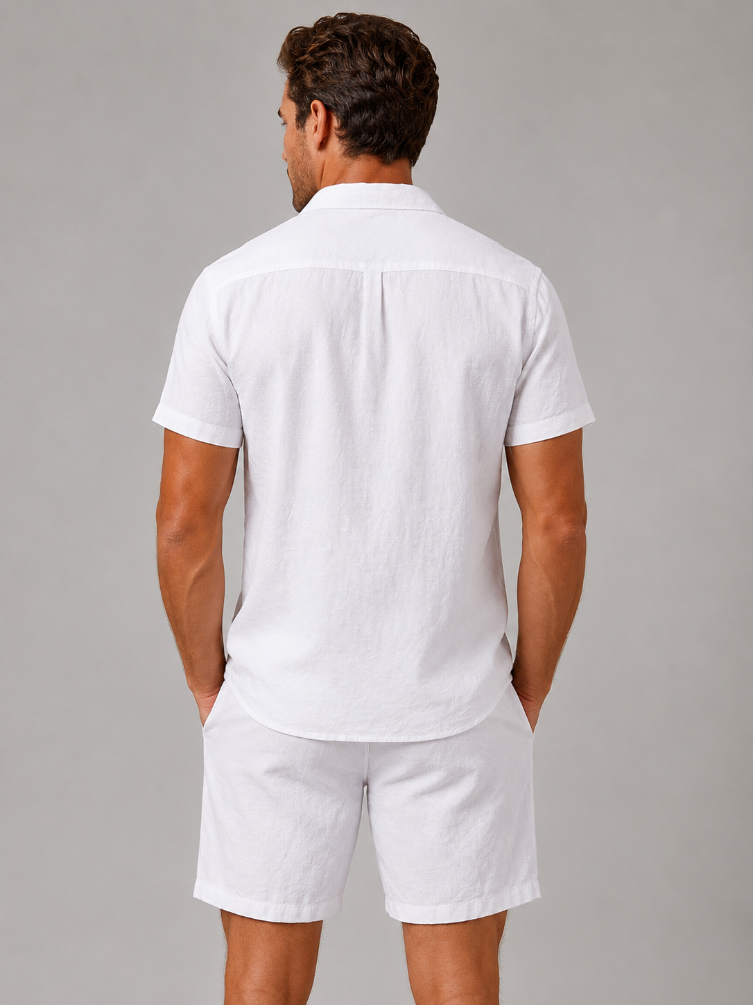 Montarello Men's Linen-Look Shirt & Shorts Set