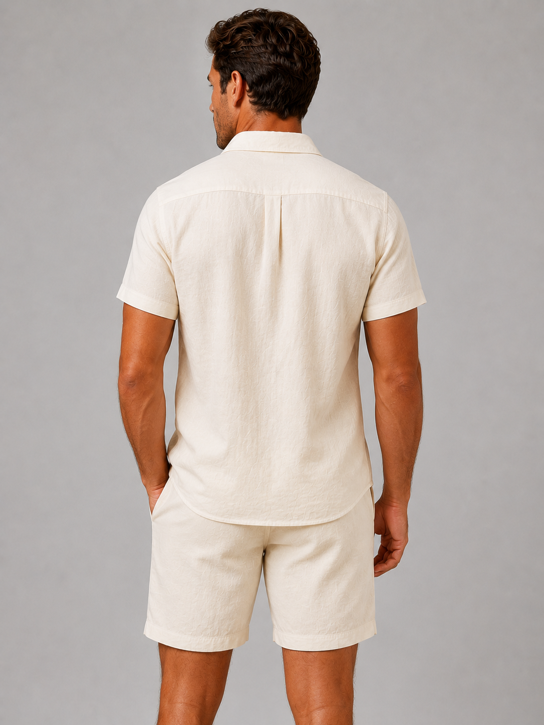 Montarello Men's Linen-Look Shirt & Shorts Set