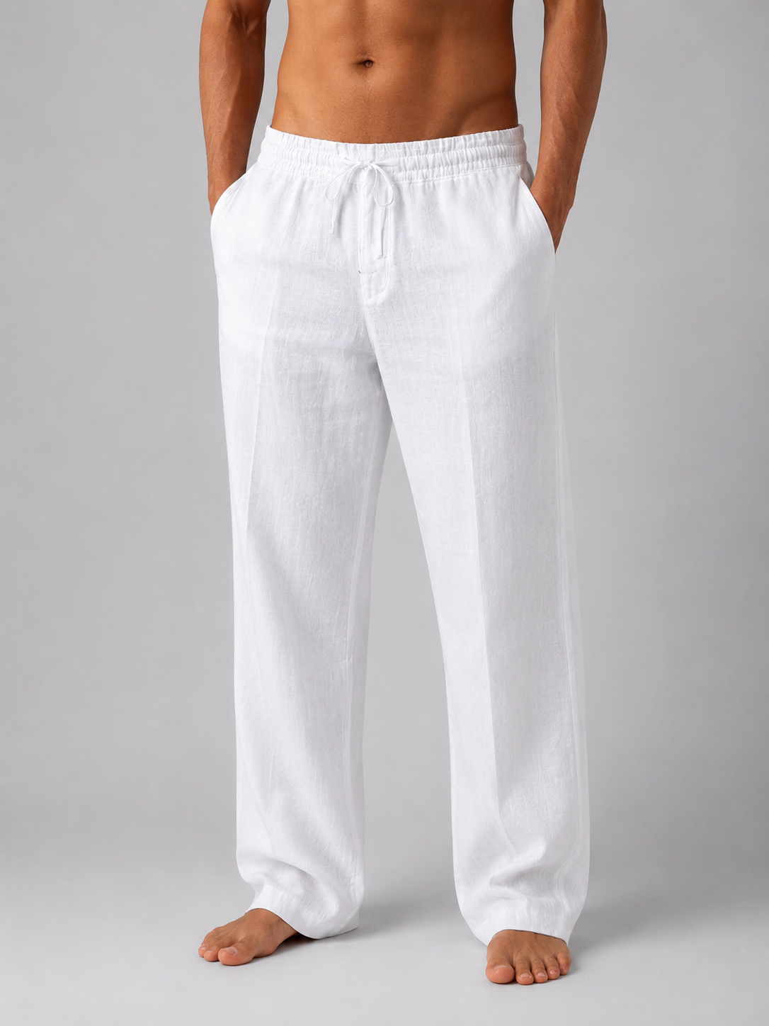 Montarello Men's Relaxed Fit Drawstring Linen-Look Summer Trousers