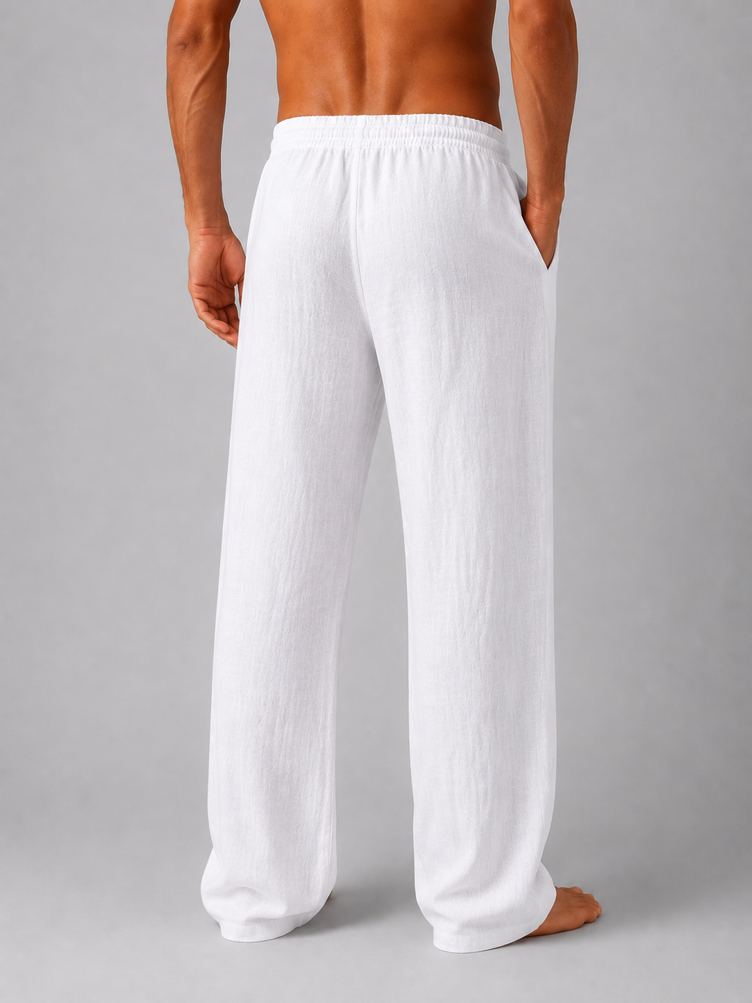 Montarello Men's Relaxed Fit Drawstring Linen-Look Summer Trousers