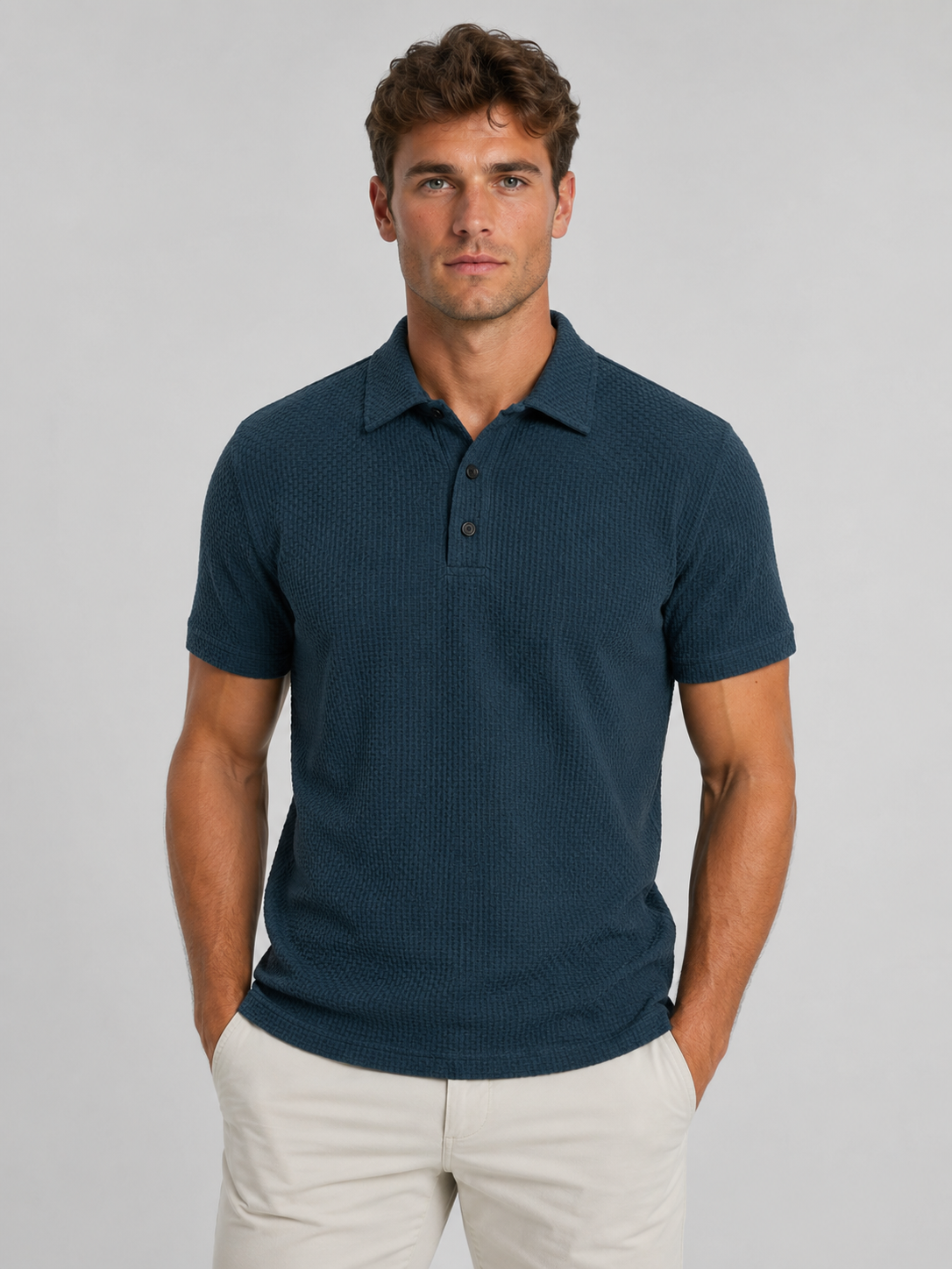 Montarello Men's Textured Knit Polo Shirt