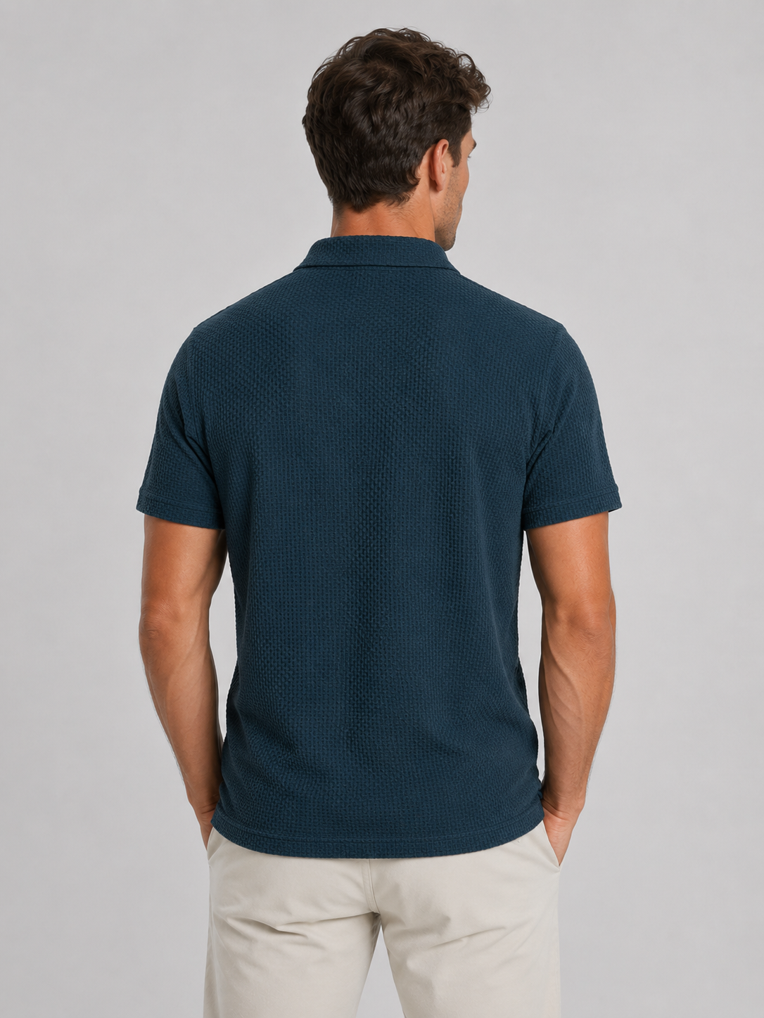 Montarello Men's Textured Knit Polo Shirt