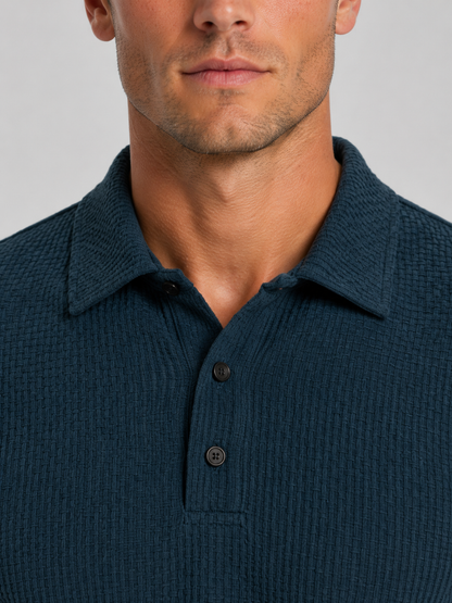 Montarello Men's Textured Knit Polo Shirt