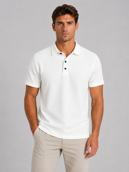Montarello Men's Textured Knit Polo Shirt
