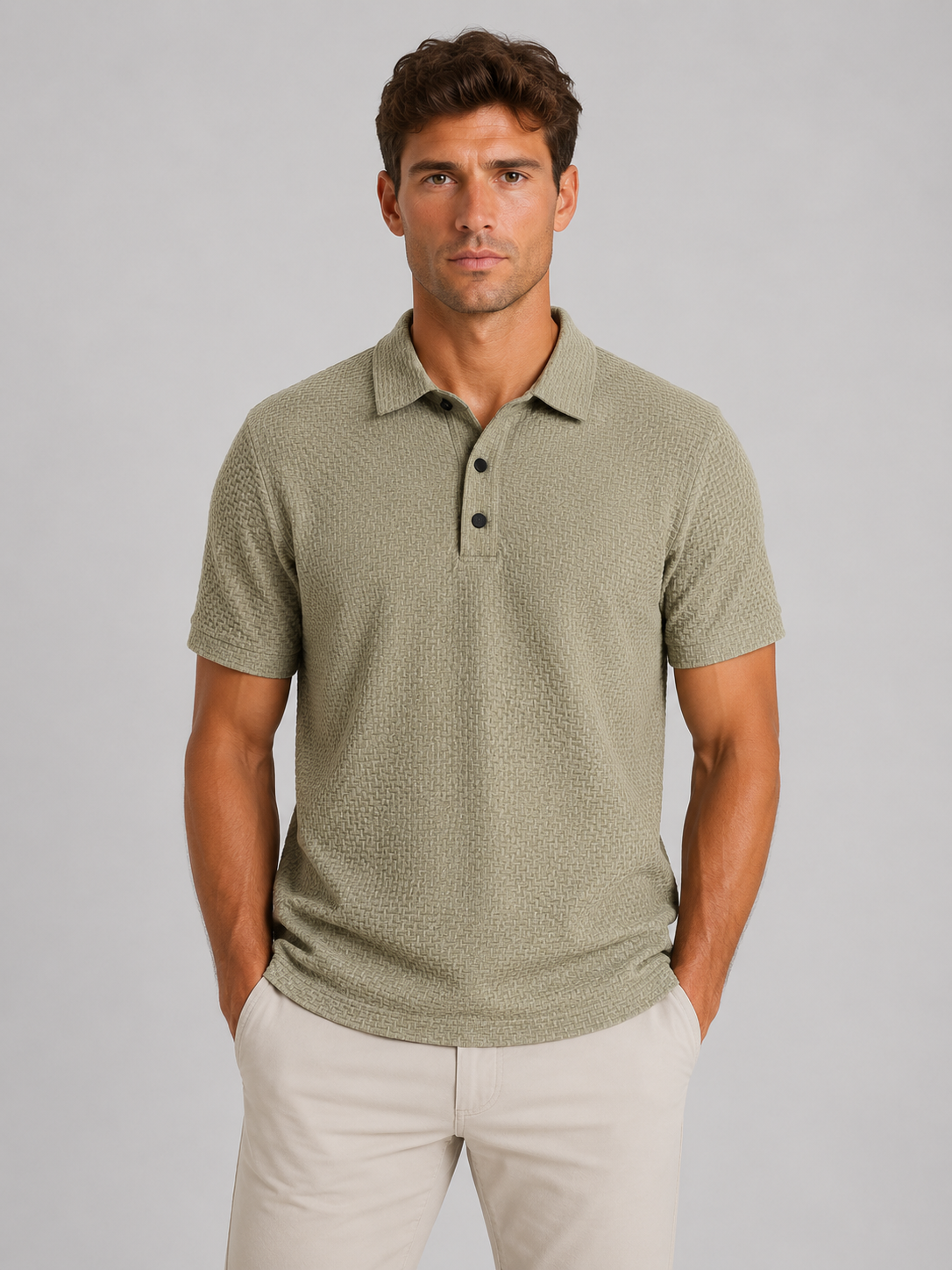 Montarello Men's Textured Knit Polo Shirt