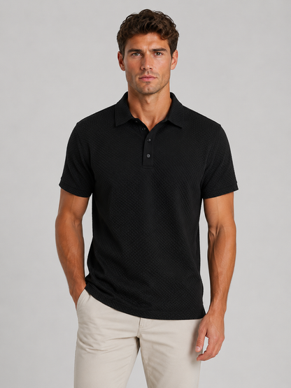 Montarello Men's Textured Knit Polo Shirt