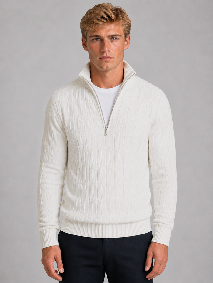 Montarello Men's Quarter Zip Jumper with Textured Funnel Neck