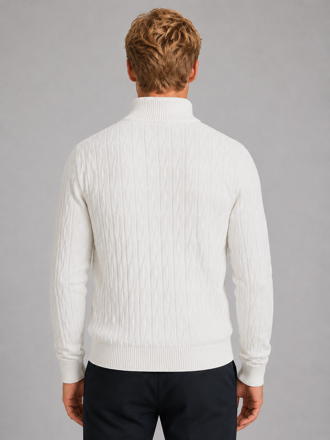 Montarello Men's Quarter Zip Jumper with Textured Funnel Neck