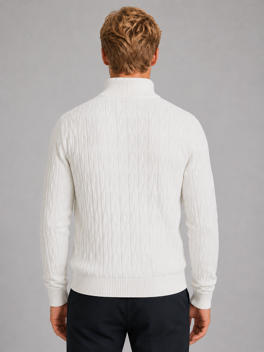 Montarello Men's Quarter Zip Jumper with Textured Funnel Neck