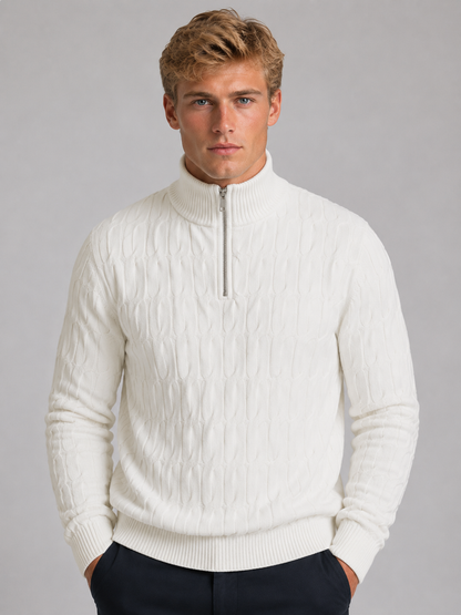 Montarello Men's Quarter Zip Jumper with Textured Funnel Neck