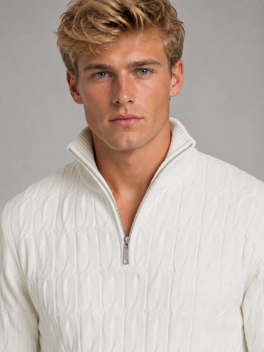 Montarello Men's Quarter Zip Jumper with Textured Funnel Neck