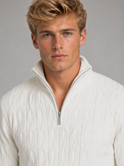 Montarello Men's Quarter Zip Jumper with Textured Funnel Neck