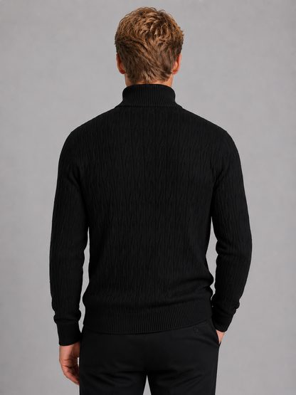 Montarello Men's Quarter Zip Jumper with Textured Funnel Neck