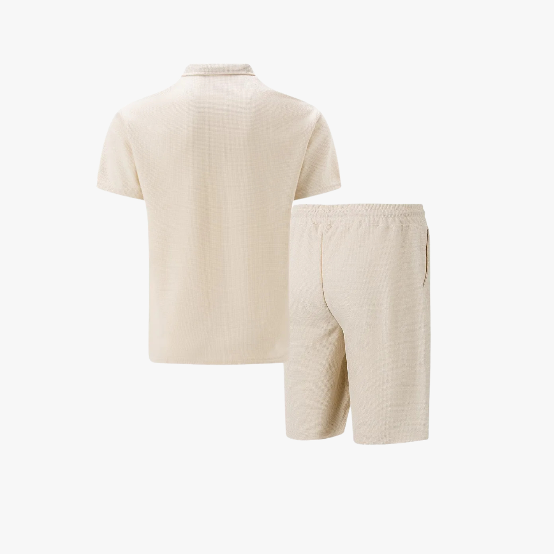 Montarello Zip Polo Men's 2-Piece Shirt & Shorts Set