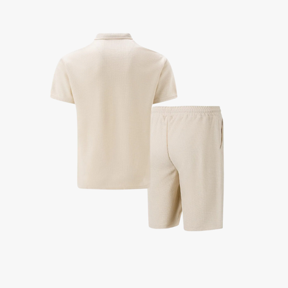 Montarello Zip Polo Men's 2-Piece Shirt & Shorts Set