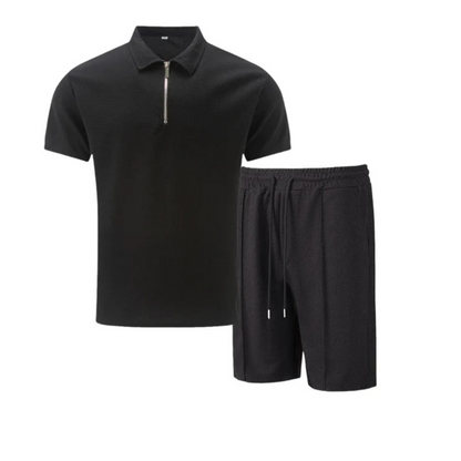 Montarello Zip Polo Men's 2-Piece Shirt & Shorts Set