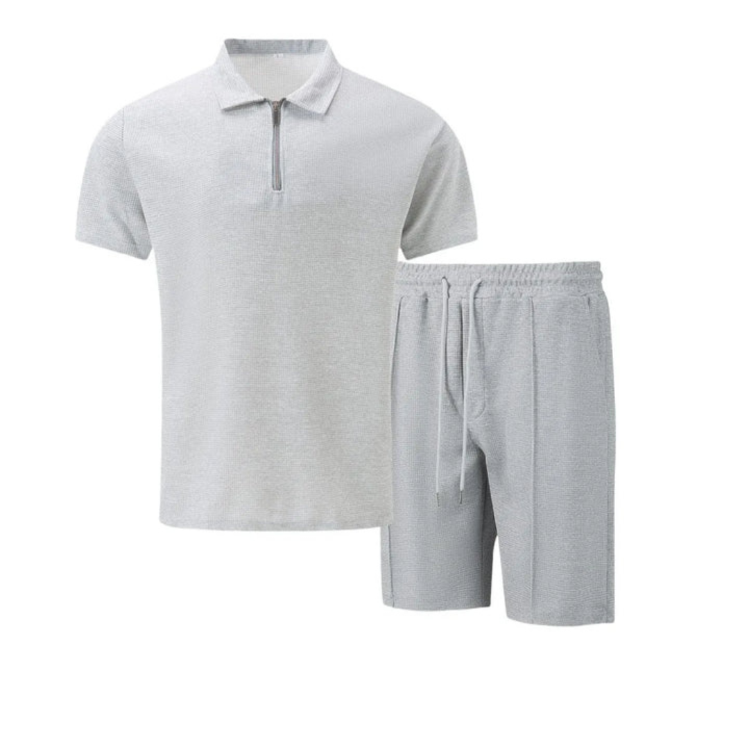 Montarello Zip Polo Men's 2-Piece Shirt & Shorts Set