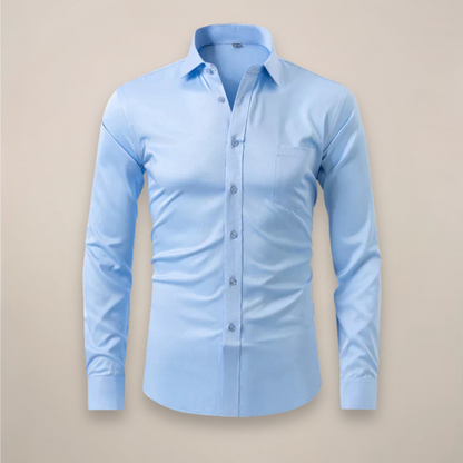 Montarello Men's Wrinkle-Free Formal Shirt with Point Collar