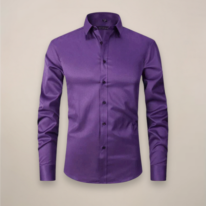 Montarello Men's Wrinkle-Free Formal Shirt with Point Collar