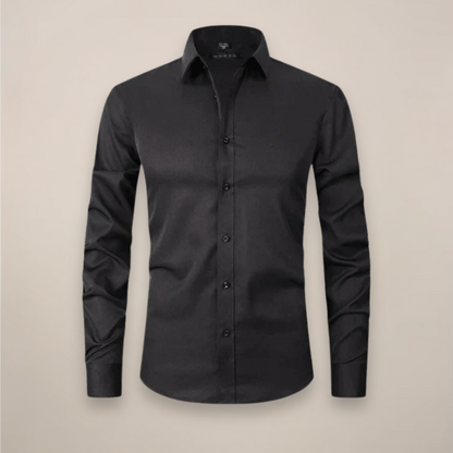 Montarello Men's Wrinkle-Free Formal Shirt with Point Collar