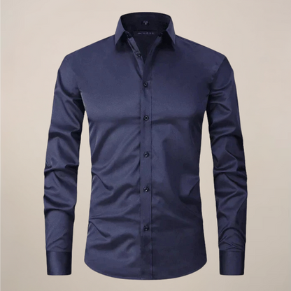 Montarello Men's Wrinkle-Free Formal Shirt with Point Collar