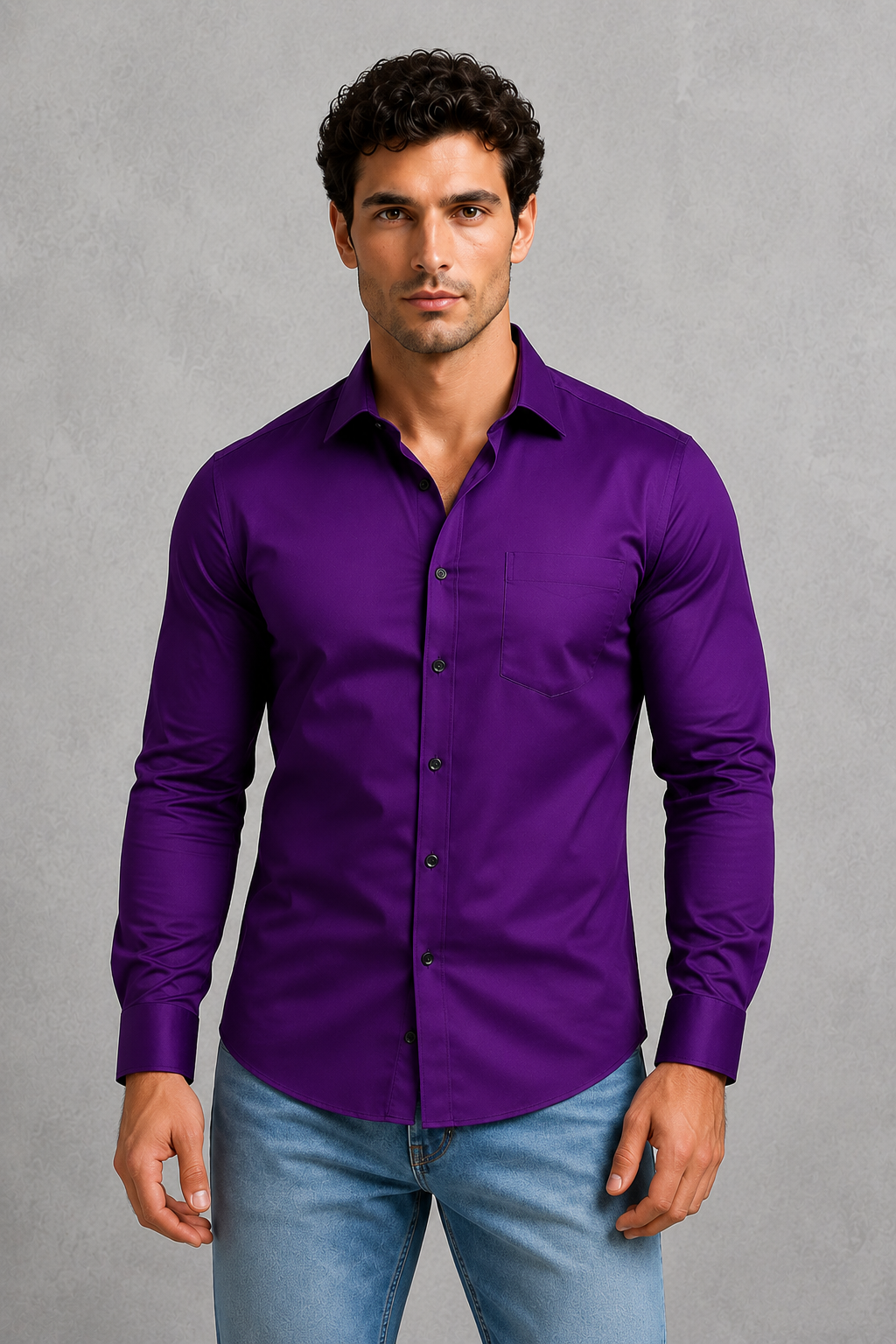Montarello Men's Wrinkle-Free Formal Shirt with Point Collar