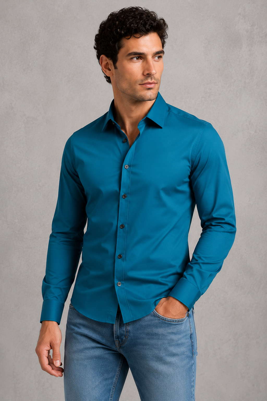 Montarello Men's Wrinkle-Free Formal Shirt with Point Collar