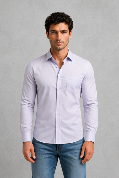 Montarello Men's Wrinkle-Free Formal Shirt with Point Collar