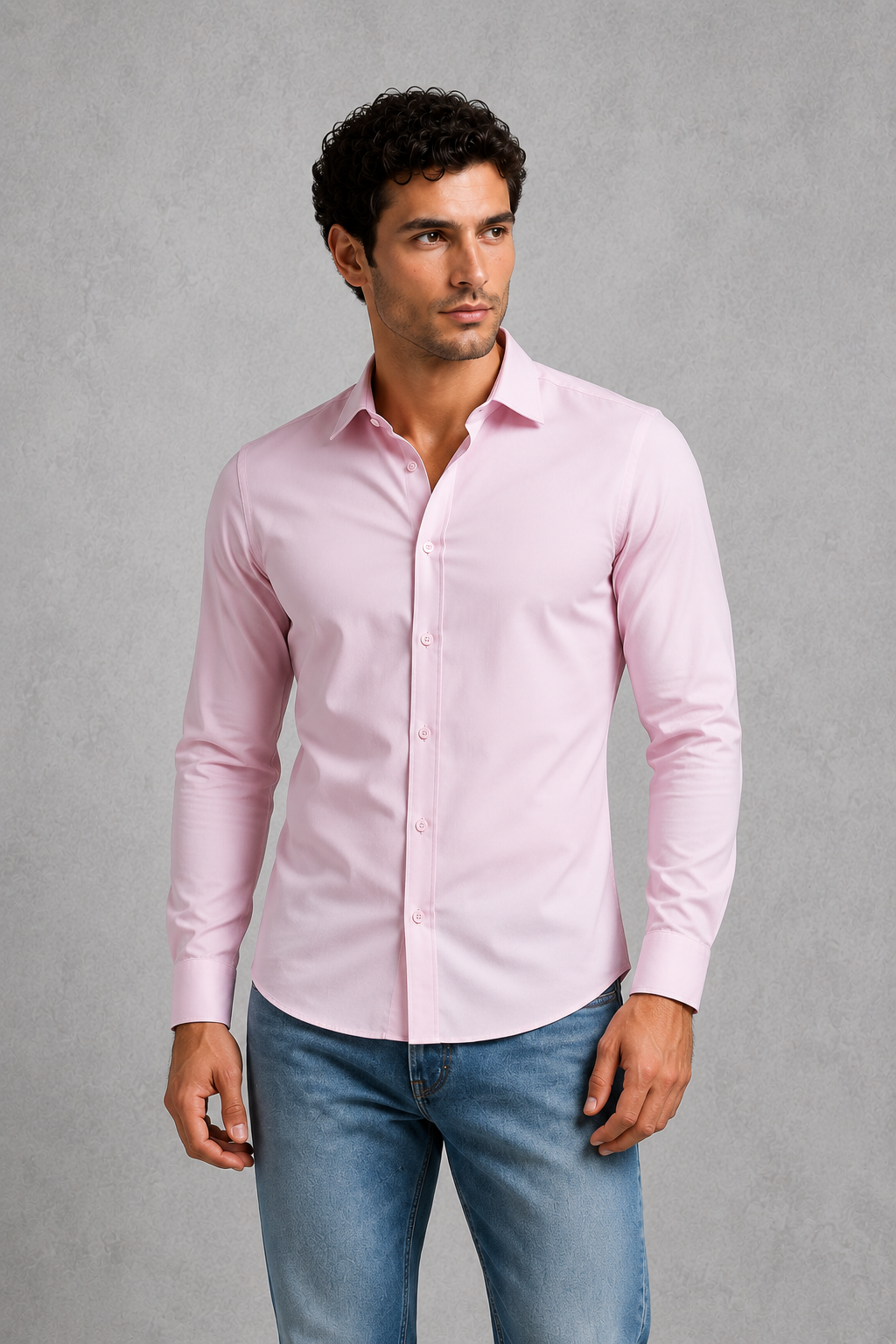 Montarello Men's Wrinkle-Free Formal Shirt with Point Collar