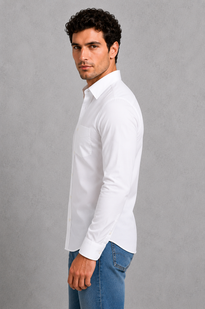Montarello Men's Wrinkle-Free Formal Shirt with Point Collar