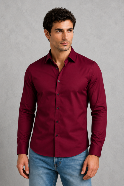 Montarello Men's Wrinkle-Free Formal Shirt with Point Collar