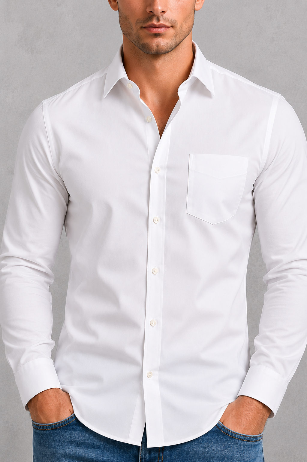 Montarello Men's Wrinkle-Free Formal Shirt with Point Collar