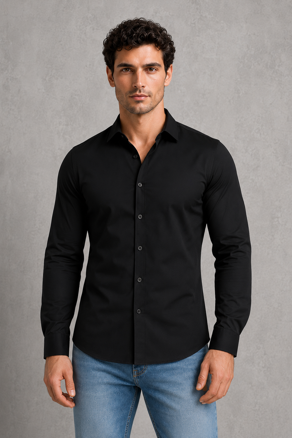 Montarello Men's Wrinkle-Free Formal Shirt with Point Collar
