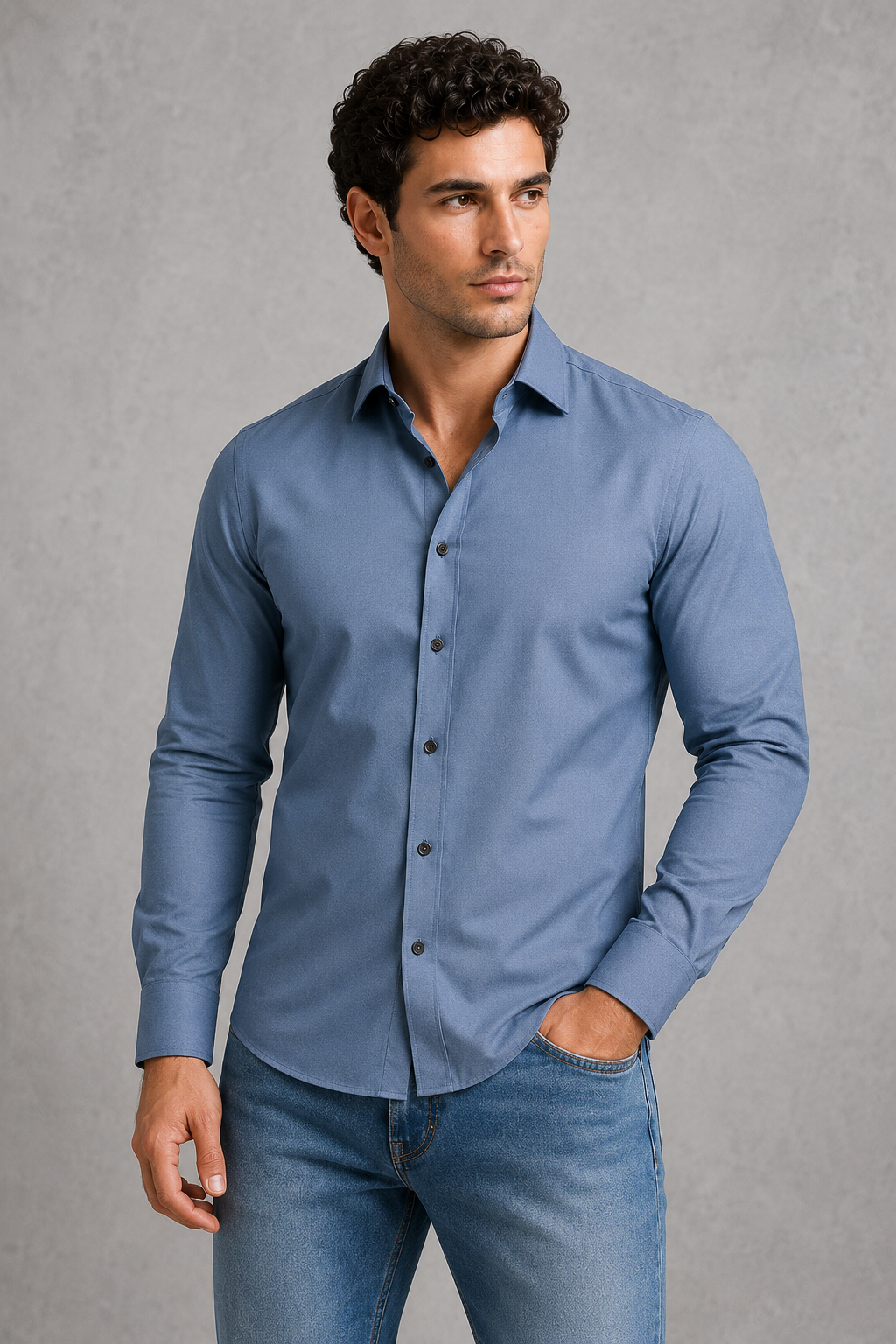Montarello Men's Wrinkle-Free Formal Shirt with Point Collar
