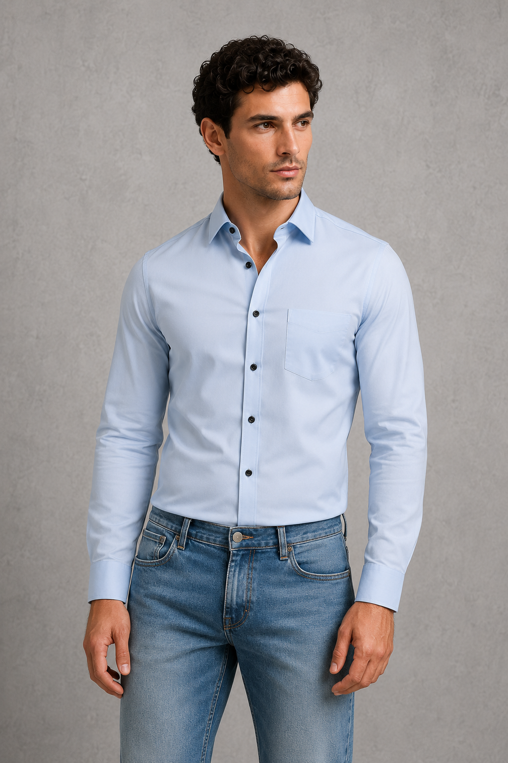 Montarello Men's Wrinkle-Free Formal Shirt with Point Collar