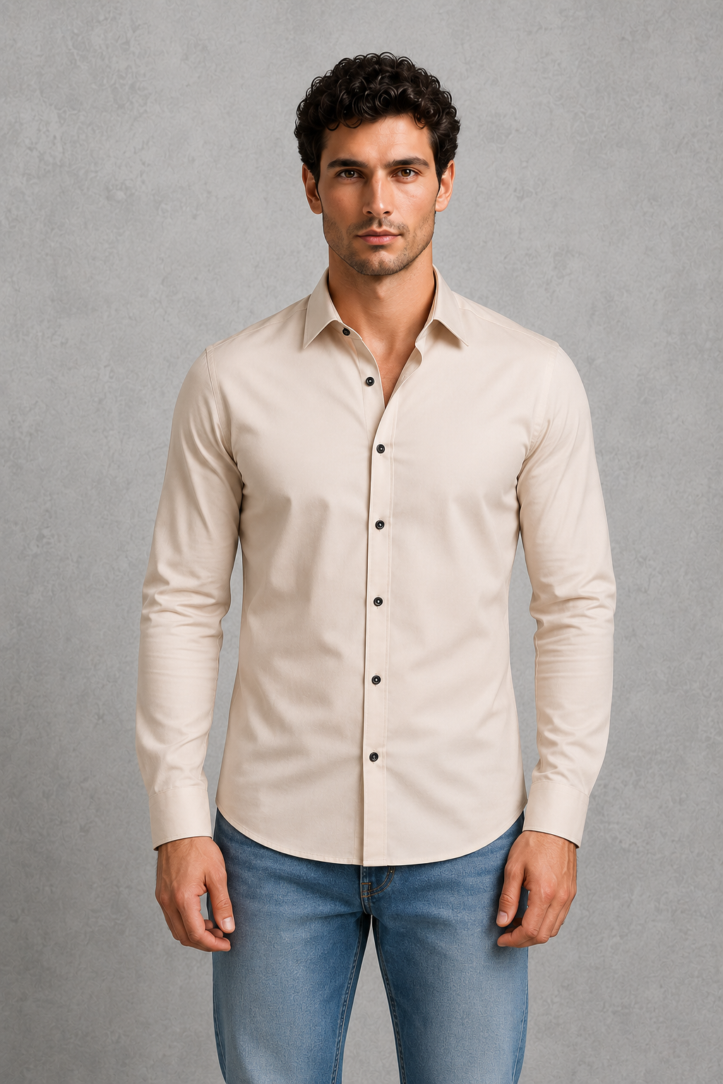 Montarello Men's Wrinkle-Free Formal Shirt with Point Collar
