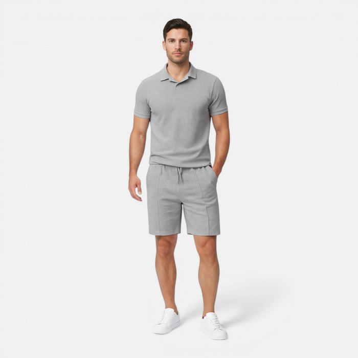 Montarello Men's Slim Fit Polo Shirt & Shorts Co-Ord Set