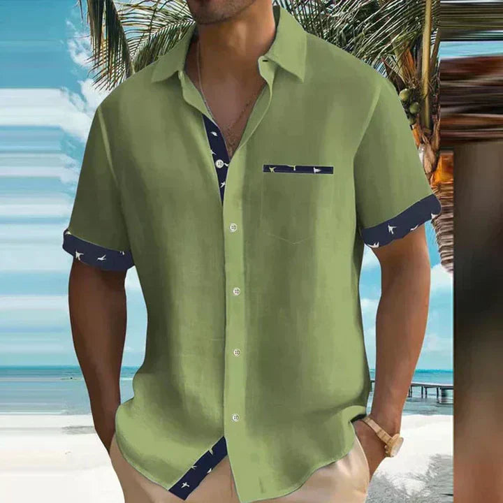 Montarello Contrast Trim Men's Short Sleeve Shirt