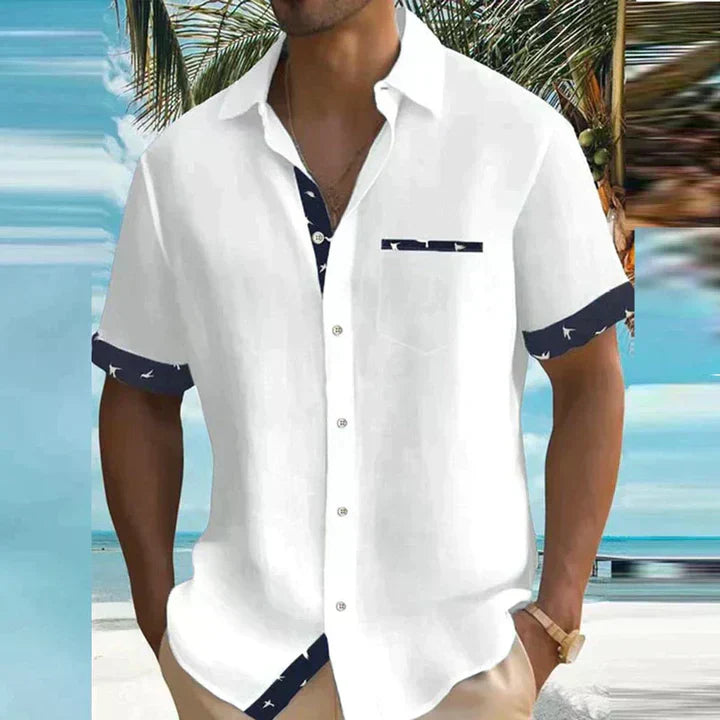 Montarello Contrast Trim Men's Short Sleeve Shirt