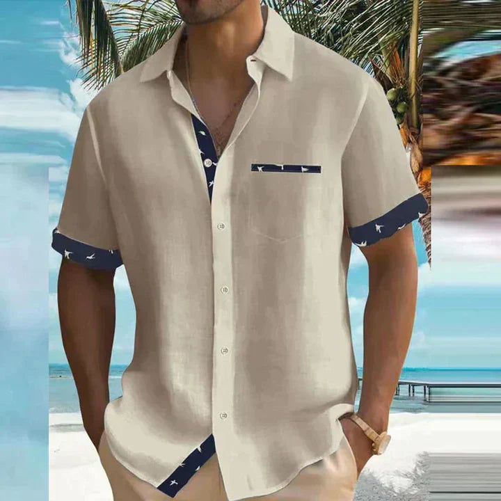 Montarello Contrast Trim Men's Short Sleeve Shirt