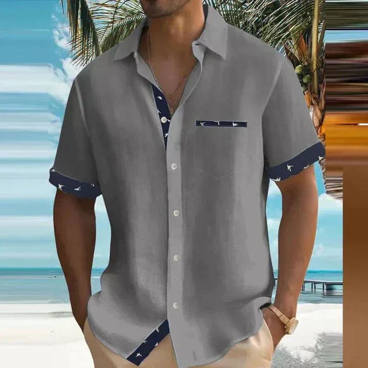 Montarello Contrast Trim Men's Short Sleeve Shirt
