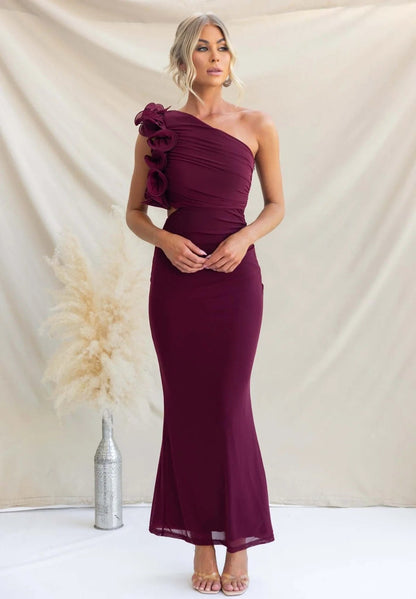 Montarello Women's One-Shoulder Ruffle Maxi Wedding Guest Dress
